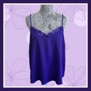 Anthropologie’s FLOREAT Purple Camisole with Velvet Trim
